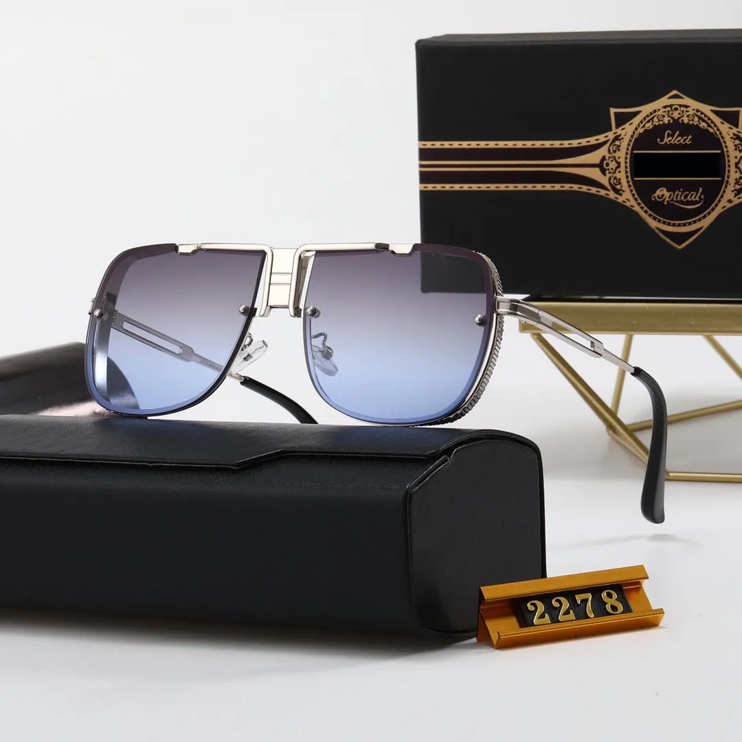 Neueste Herren-Sonnenbrille, Mode-Sonnenbrille, Designer-Frau, Graugold, Punk-Stil, Zukunftssinn, Metallrahmen-Design, Federscharnier, UV400, luxuriöse Sonnenbrille, 6-Farben-Box