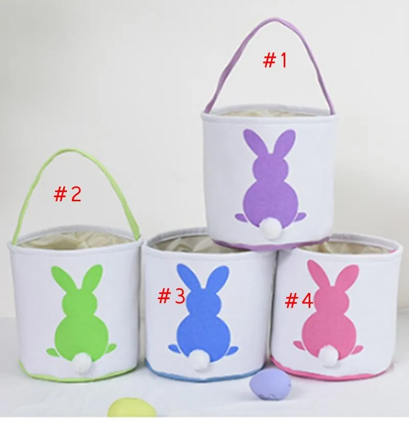 Canvas easter basket bunny ears good quality Party easterbags for kids gift bucket Cartoon Rabbit carring eggs Bag WLL1264