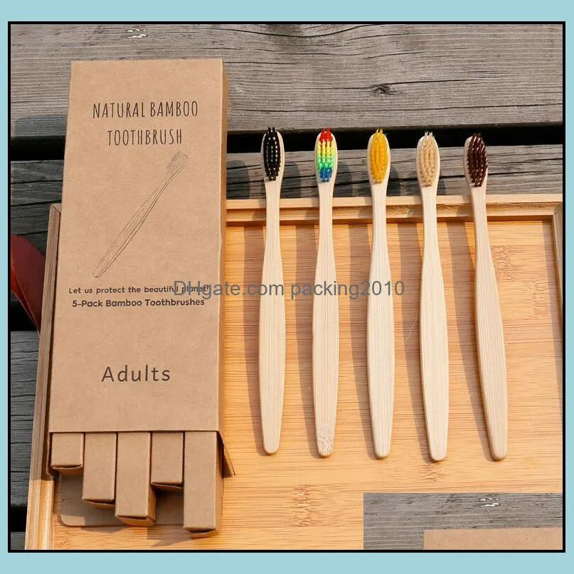 Natural Bamboo Toothbrush Portable Soft Hair Tooth Brushes Eco friendly Bristle toothbrush Natural Biodegradable Toothbrushes For Hotel