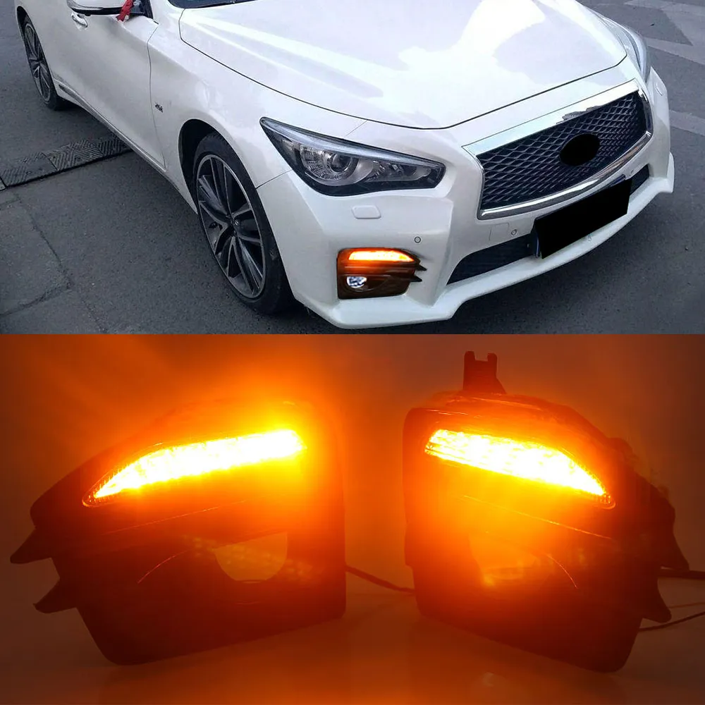 1 Set Auto Front LED Dagrijverlichting DRL Signaal Lichtlamp voor Infiniti Q50 Sport Model 2014-2019 261354GA1A 261304GA0A
