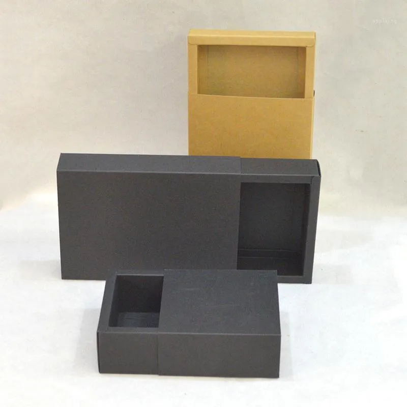 Confezione regalo Scatola da 10 pezzi con cassetto Personalizzato per carta da imballaggio Scatole di imballaggio nere Drop1