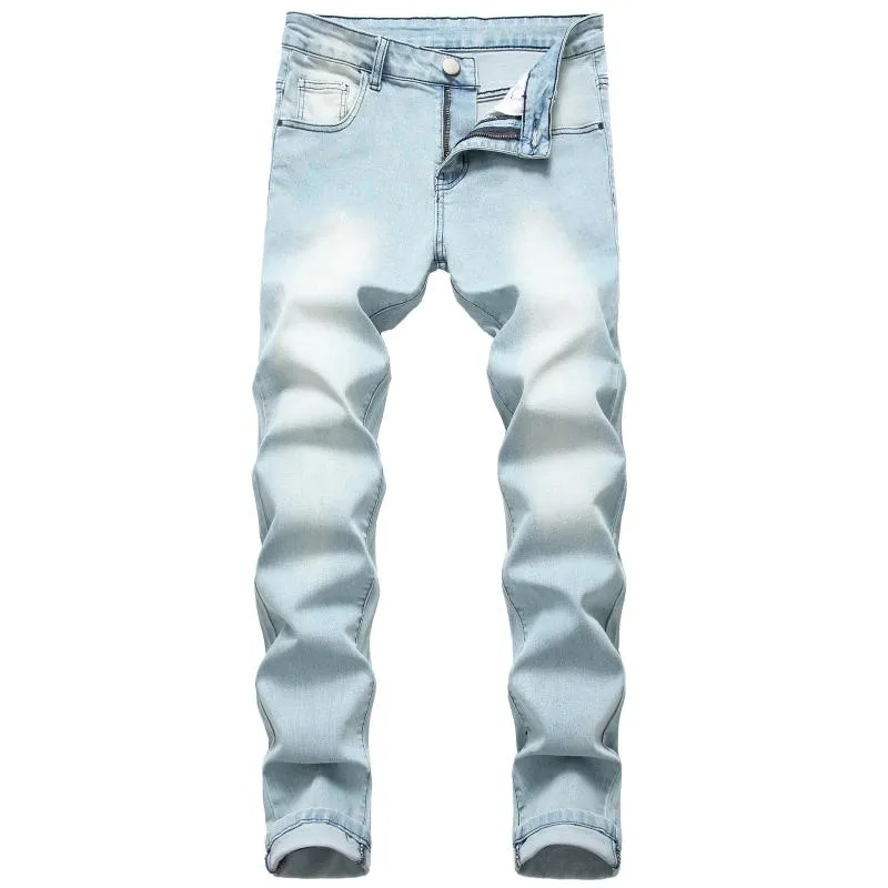 Mens Jeans Solid Color Motorcycle jean men Trendy youth slim leggings Casual Fashion Style