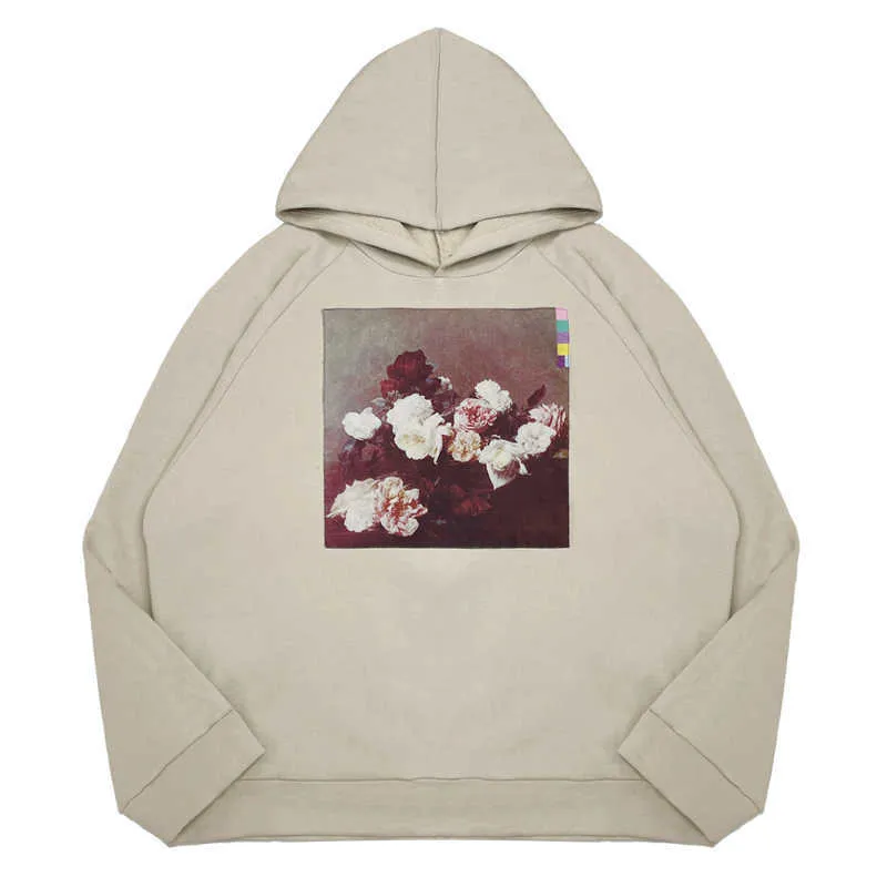 Men's Hoodies [Spot]Right aesthetics! RAF 03aw Simons arch OS rose flower sweater for men and women