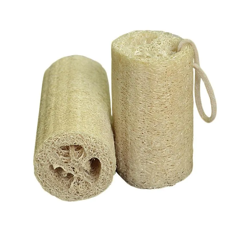 ZL0528 Badborstar Svampar Skrubber 10*4-6 cm Natural Loofah Luffa Brushs Ta bort Dead Skin Massage Clean Exfolate Rub Back Dish Pot Brush Tool Kök Badrum