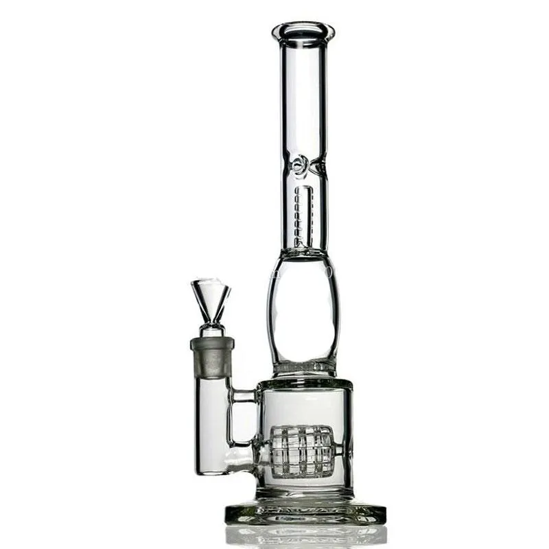 14 inches Glass Water bong pipe hookahs With Tire Style And Honeycomb bong Diffuser Percolator bong wholasale