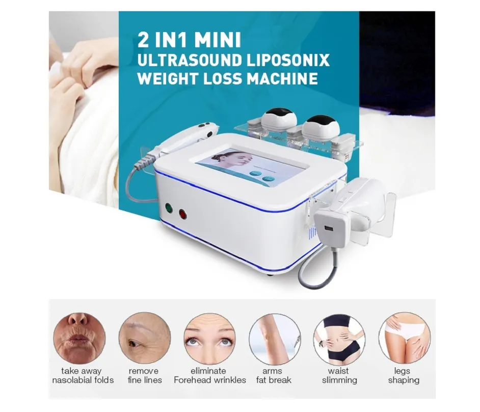 professional suppliers 2in1 hifu face lift anti wrinkle facial skin care machine liposuction Body Slim 3 heads for HIFU 2 heads for