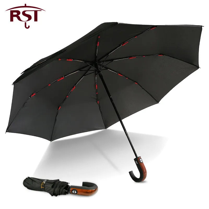 RST classico stile inglese ombrello uomo automatico forte resistente al vento 3 ombrello pieghevole pioggia affari maschile qualità parasole 201112