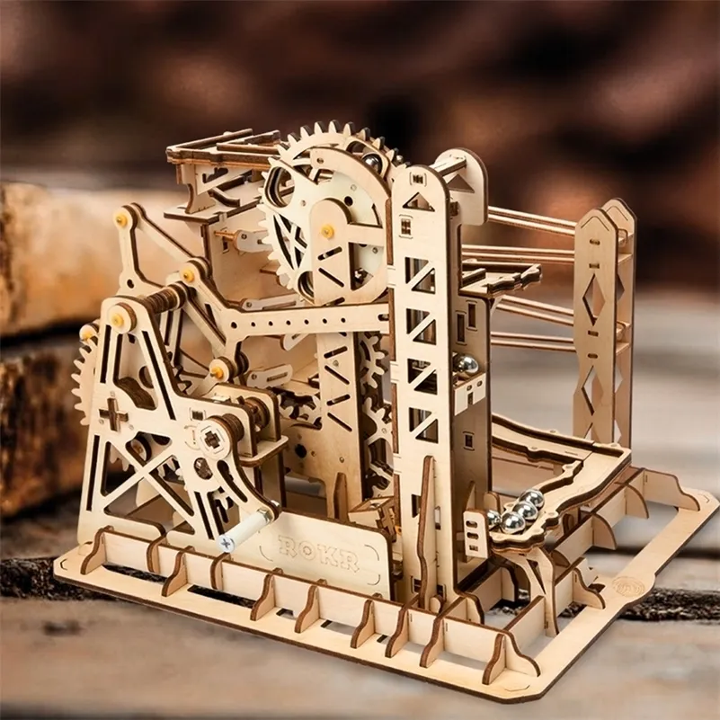 Robotime DIYリフトコースターマジッククリエイティブマーブルランゲーム木製モデルビルディングキットアセンブリおもちゃの贈り物