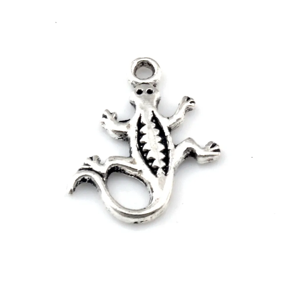 200PCs Hot Sell Antik Silver Alloy Zinc Alloy Söt Gecko Lizard Charms Pendants Smycken DIY 15x 18mm A-614