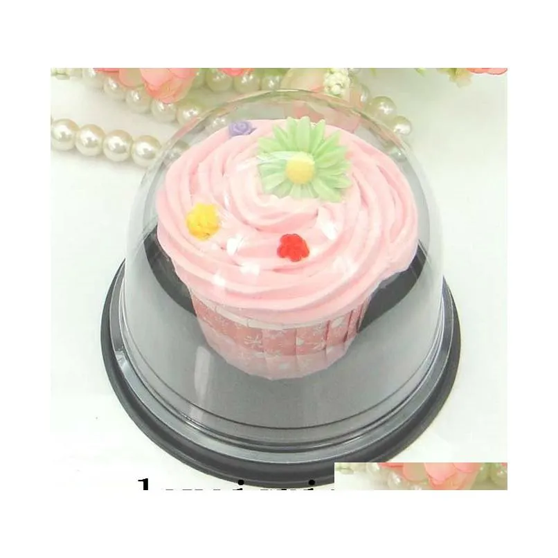 high quality-100pcs=50sets clear plastic cupcake cake dome favor boxes container wedding party decor gift boxes