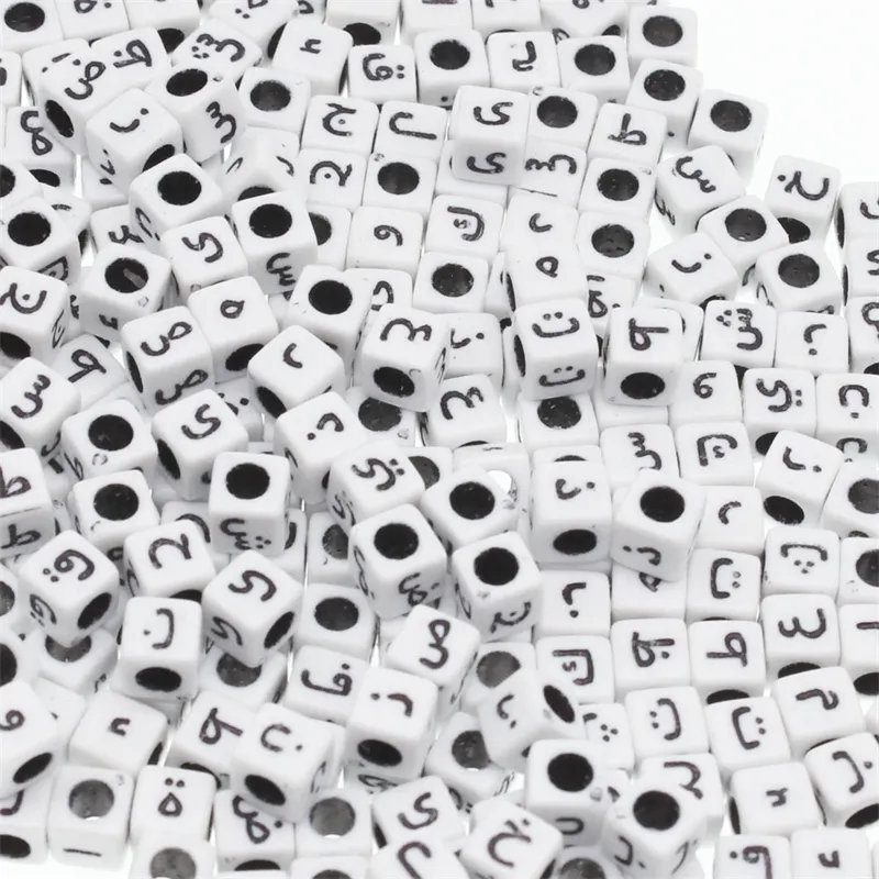 White Square Letter Beads 6mm Acrylic Alphabet Loose Beads Jewelry Making  200pcs