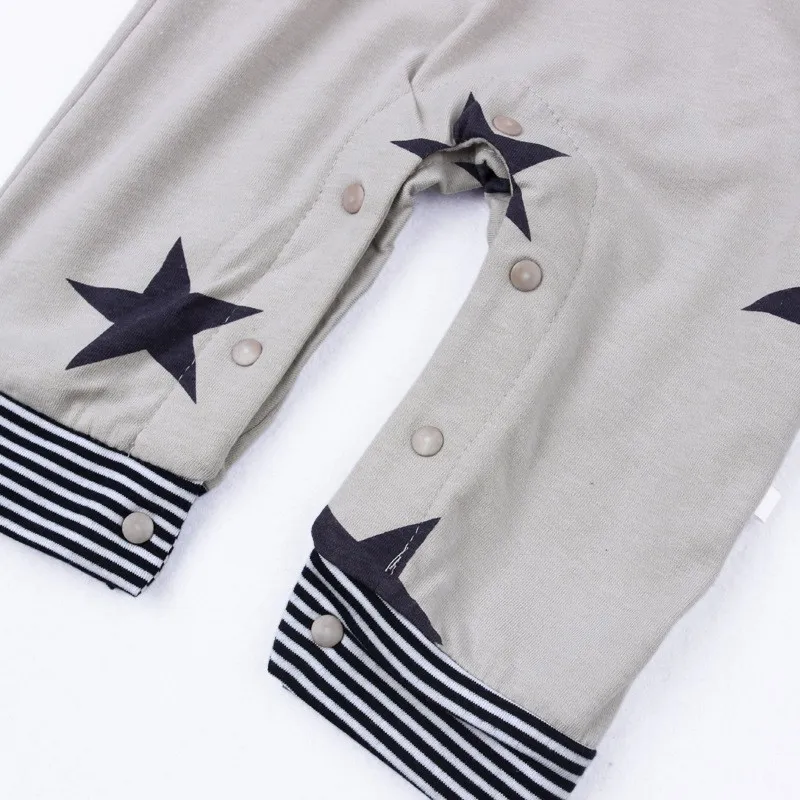 Baby Boys Baby Girls clothing set Newborn baby black grey striated T-shirt+ bib pants + hat stars pattern costumes suits (8)