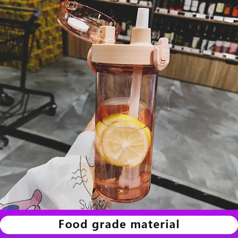 Plastic water cup express portable handy cup small gift space cup ins straw cup adult creative coffee cup fruit cup water bottle