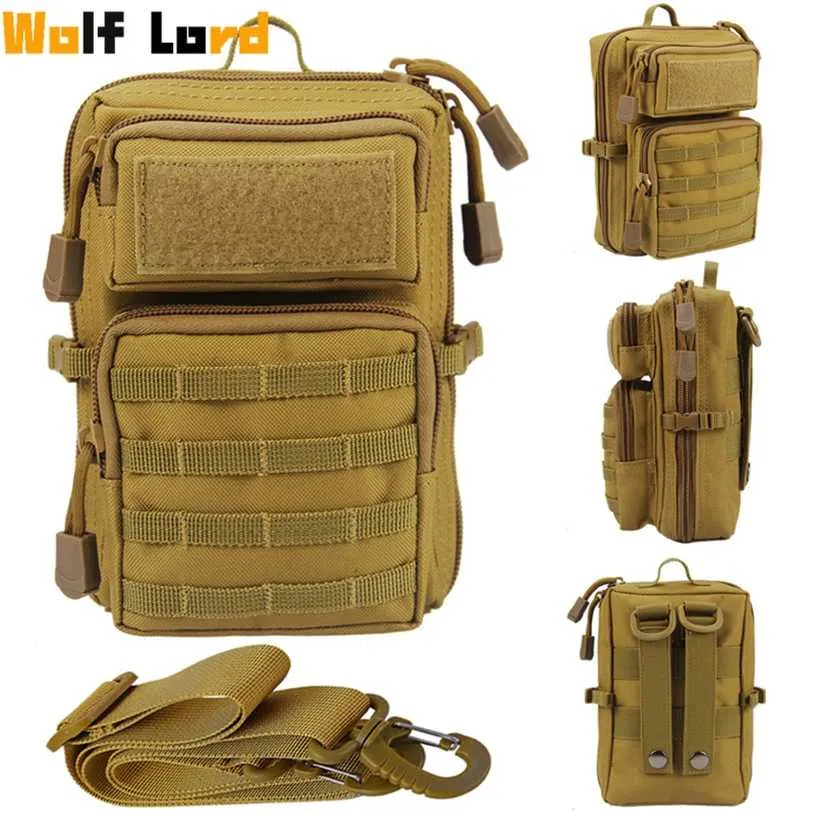 Taktisk EDC Bag Pouch Universal Army Militär Zipper Molle Hip Waist Ficka Utomhus Camping Jakt Tillbehör Bröst S 220104