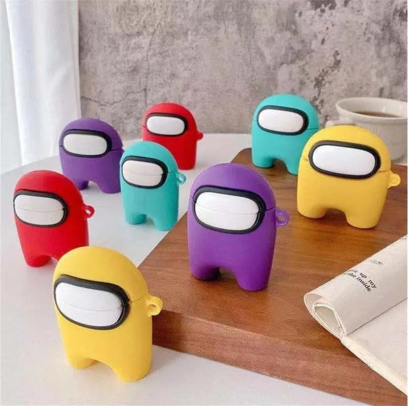 Para AirPods Case 3D Dibujos animados lindo entre nosotros Funda de silicona para Apple AirPods 2 Funda protectora para vásculos de aire