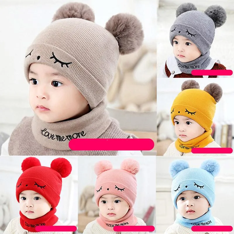 冬の赤ちゃんニット帽子クリスマスの暖かいキャップスカーフニットセット編み物のかぎ針編み帽子のための編み物冬の暖かいニットの帽子のアクセサリー