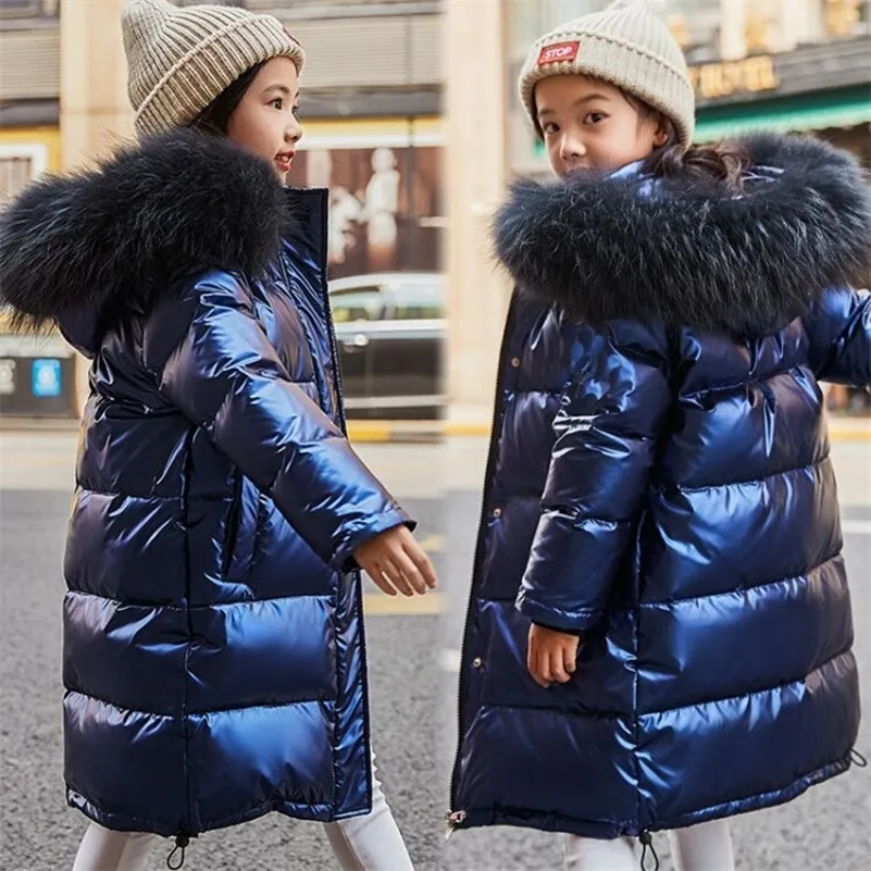 새로운 겨울 여자 애들을위한 따뜻한 자켓 3-14 년 하향 재킷 자켓 어린이 방수 의류 키즈 스노우 후드 겉옷 LJ201017