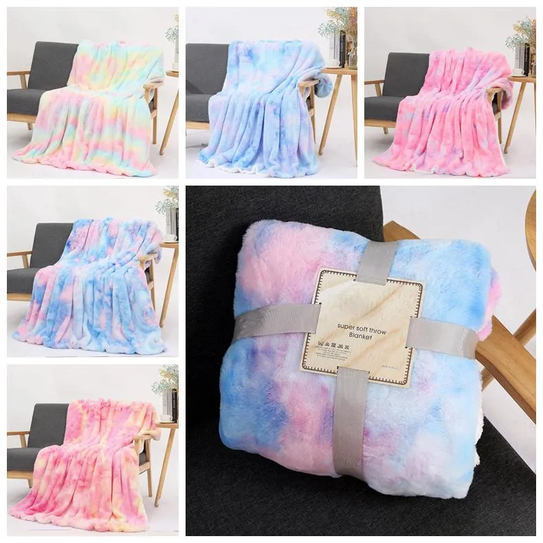 Mantas niños Tie Dye Throw manta de doble capa difusa lanudo Mantas dormitorio de alfombras de cama Sofá Cover 5 diseña el envío FWA1633 mar