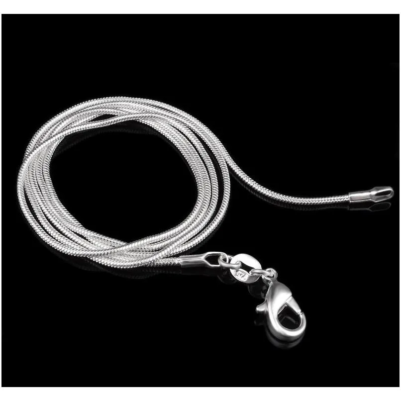 1MM 2MM 925 Sterling Silver Snake Chains choker Necklaces Jewelry in Bulk Optional Size 16 18 20 22 24 26 28 30 inches