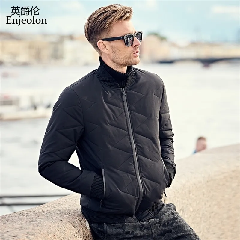 Enjeolon Marke Winter Dicke Jacke Mantel Männer Parka Schwarz Mantel Jacke Männer Dicke Stepp Mode Warme Jacke 3XL Mantel Männer MF0277 201128