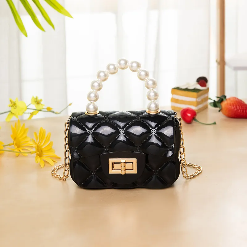 Women Mini Handbag Totes Elegant Lvs Purses Shoulder Messenger Portable Chain Bag Girl PVC Jelly Bag Pearl Crossbody Rhombus Small Square Bags