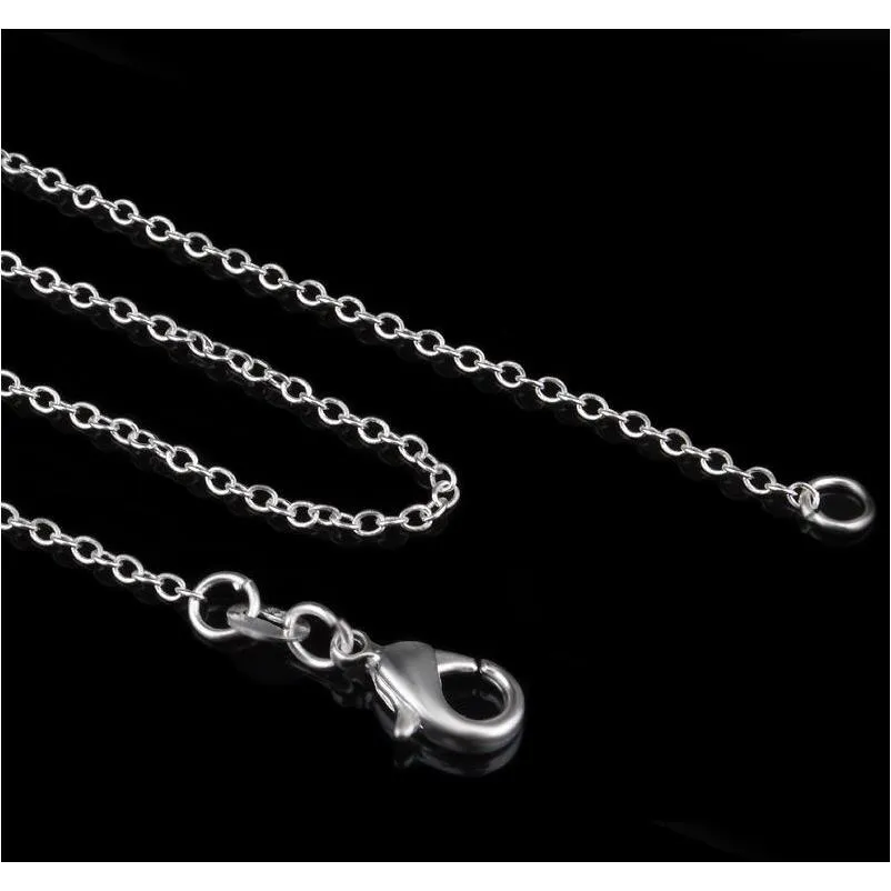 925 Sterling Silver Plated Link Rolo Chain Necklace with Lobster Clasps 16 18 20 22 24Inch Women O Chain Jewlery Factory Price Stock