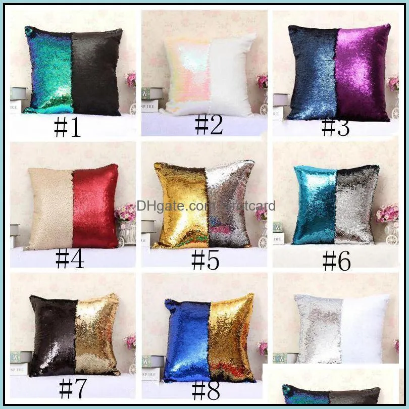 Mermaid Sequins Pillow Case Magic Reversible Sequin Pillowcases Home Decorative Cushion Cover Office Sofa Cushion Pillow Case