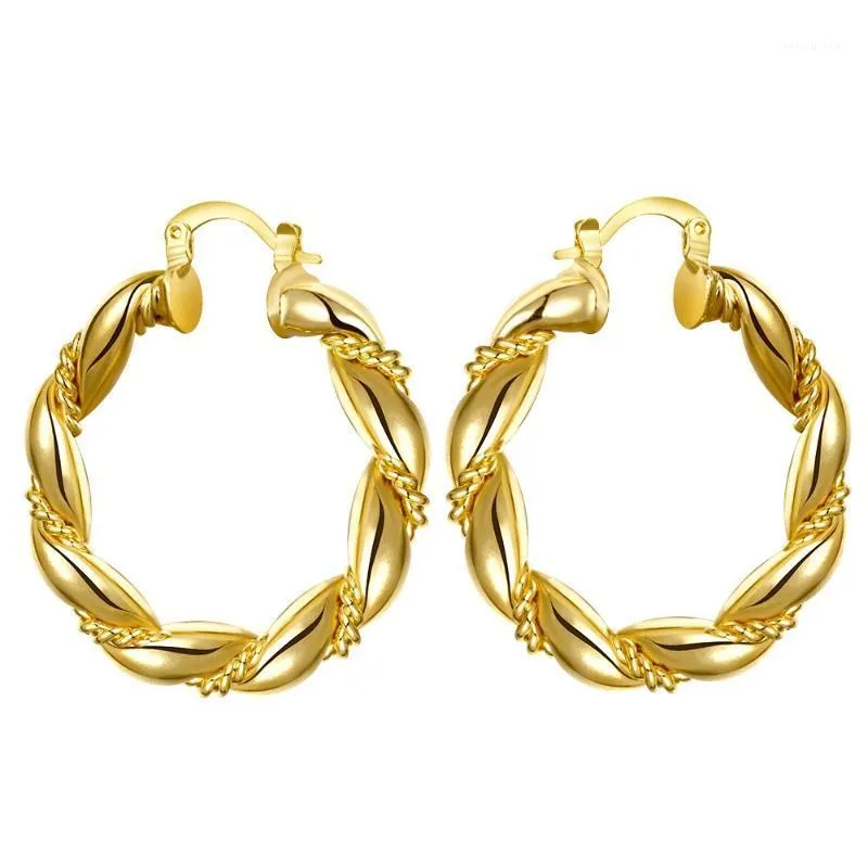 Hoop Huggie en gros boucles d'oreilles plaquées or pour femmes forme de corde bijoux de mode Brincos Para Mulheres1