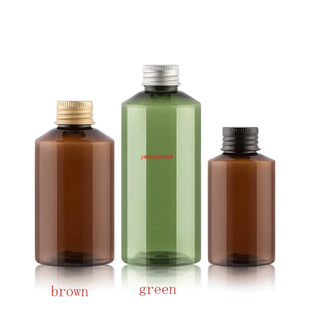 50 ml 100 ml brun vert bouteille en plastique avec bouchon à vis en aluminium kits de voyage contenant cosmétique portable lotion pour animaux de compagnie paquet creamgood