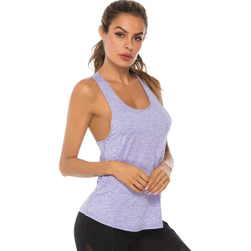 Womens Racer Back Sports Gym Running Vest Tops Ladies For Fitness