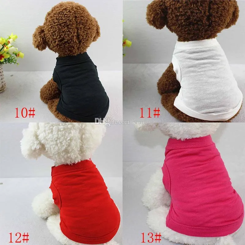 Pet T Shirts Summer Solid Dog Clothes Fashion Top Shirts Vest Cotton Clothes Dog Puppy Small Dog Clothes Cheap Pet Apparel WX9-932