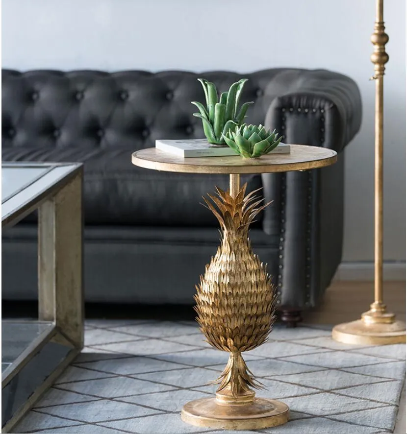 Table basse en forme d'ananas Vintage table d'ananas doré petite table à thé coin latéral petites tables basses