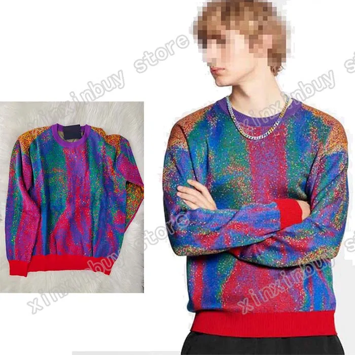 Man Designers Ubrania z kapturem Jacquard kolorowe litery sweter Jumper Męs