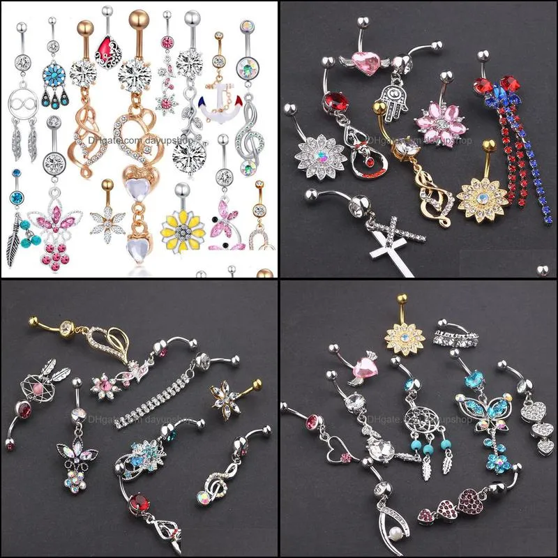 fashion dangle belly ring mix style navel button piercing body jewelry belly button rings for women