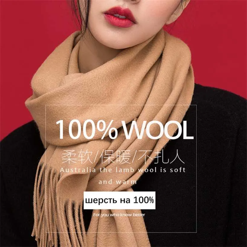 100% lã lenço de inverno mulheres lenços adulto luxo sólido outono moda designer poncho s para senhoras envoltórios 220107