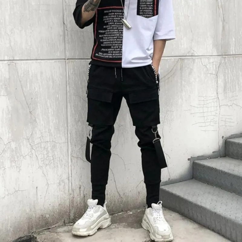 Joggers Jogginghose Jogger Pant Männer Casual Hosen Seite Taschen Bleistift männer Hip Hop Patchwork Zerrissene Jogginghose_voghion.com