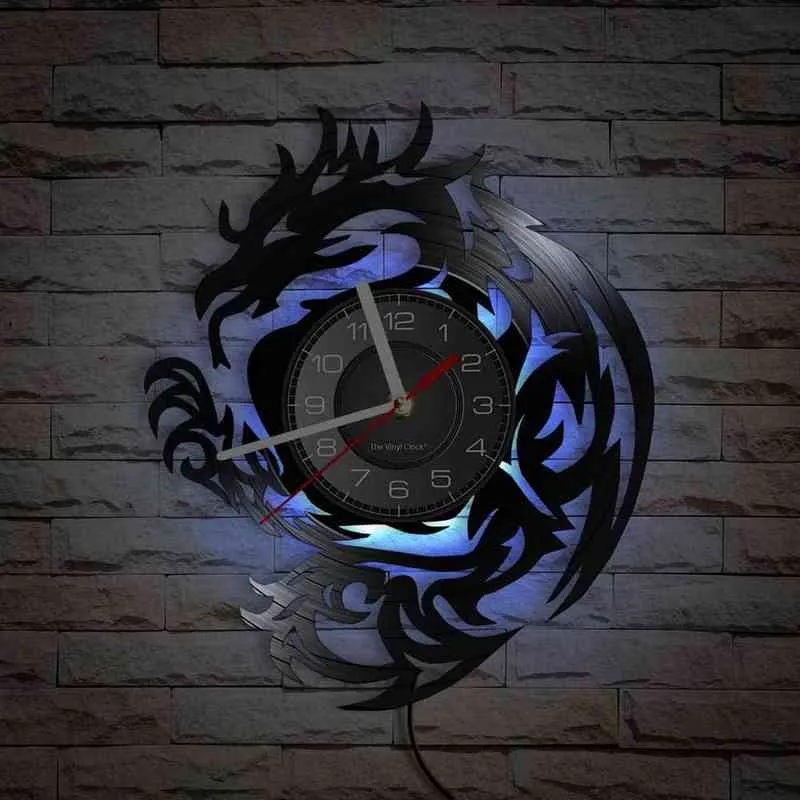 Fire Dragon Laser Cut Vinyl Record Longplay Night Glow Wall