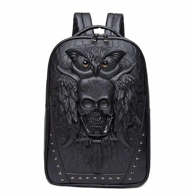 fashion casual men's and women's real leather bag personality skull rivet single shoulder bag handbag