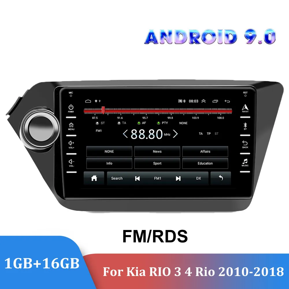 2din Android 9,0 Rádio RDS para Kia Rio 3 4 Rio 2010-2018 GPS Navegação WiFi FM USB Video Player Espelho Link