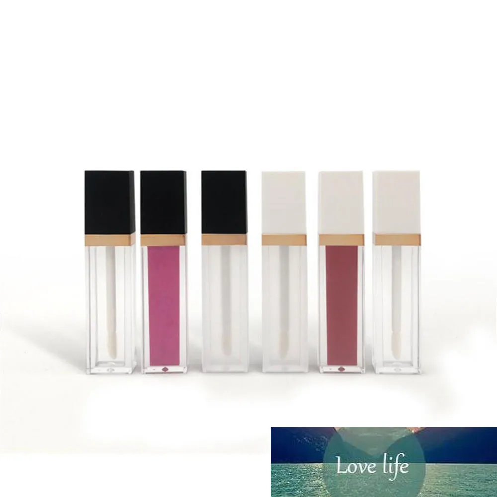 7ml Square Makeup Liquid Empty Lipstick Lip Gloss Tubes White Black Cap Transparent Frosted Cosmetic Packaging Container