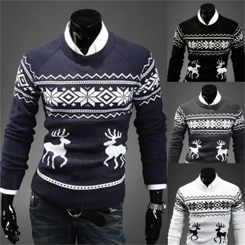 New Men's O-neck Slim Fashion Deer Sweater New Men's O-neck Slim Fashion Deer Sweater