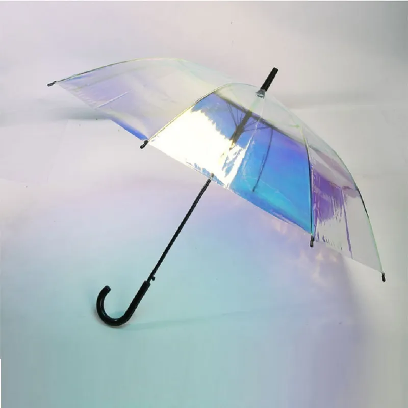 Moda Laser Iris Transparente Ms Apollo À Prova D 'Água UV Super Tamanho Fresco Alça Longa Guarda-chuva Chuva 201112294r