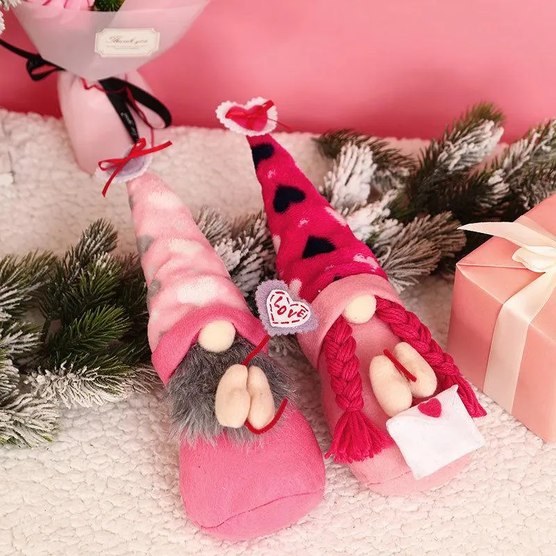 Valentine Day Party Gnomes Gifts Holiday Figurines Plush Swedish Tomte Handmade Dwarf Home Desktop Stuffed Decor