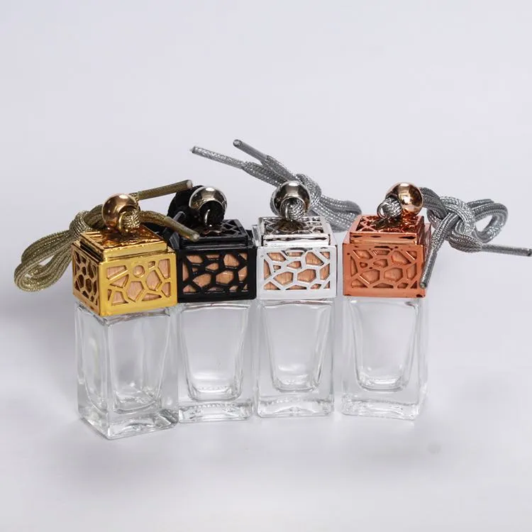 Bouteille de parfum en verre pour voiture, accessoires de voiture, quadrate, 8ml, ornements suspendus, nouvelle collection