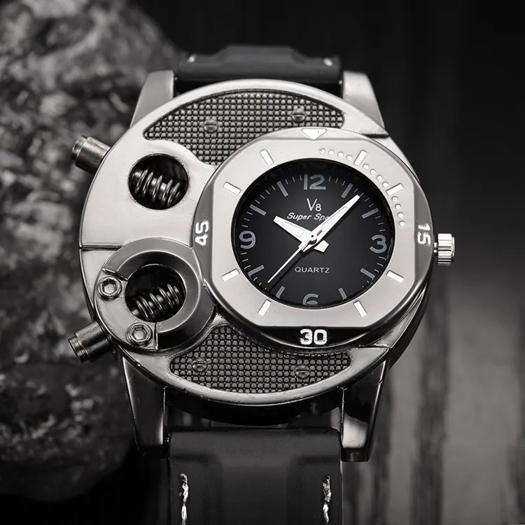 Orologi da uomo Orologio con rivestimento in PVD nero DLC Uomo sportivo Movimento al quarzo Vetro minerale Cinturino in caucciù siliconico Orologi da polso alla moda casual Abbigliamento da lavoro