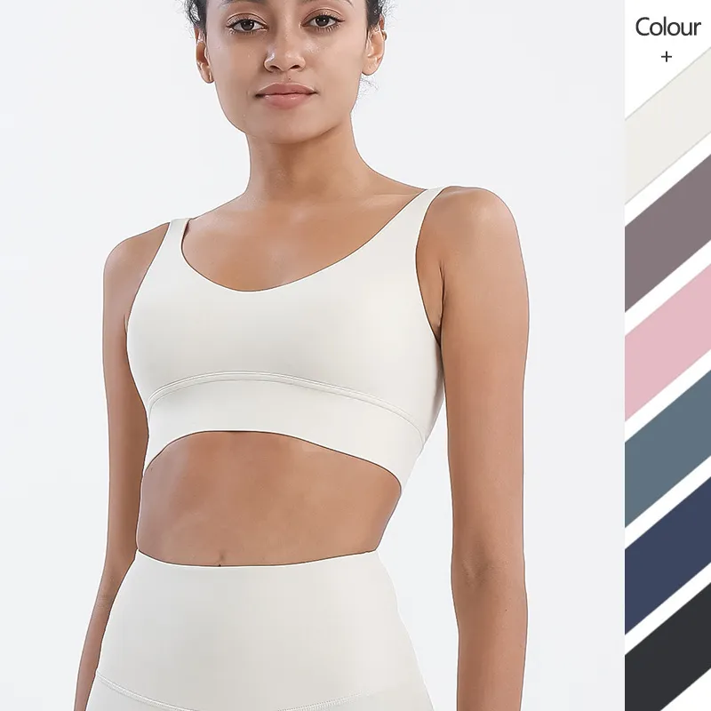 Soutien-gorge de sport de yoga, vêtements de gymnastique, dos en V, sous-vêtements pour femmes, résistant aux chocs, haut de fitness, gilet assorti pour leggings