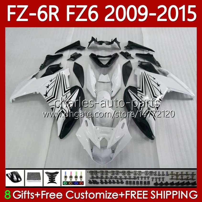 MOTO Body For YAMAHA FZ6 FZ 6 R N 600 6R 6N FZ-6N 09-15 Bodywork 103No.4 FZ600 FZ6R FZ-6R 09 10 11 12 13 14 15 FZ6N 2009 2010 2011 2012 2013 2014 2015 OEM Fairings white glossy