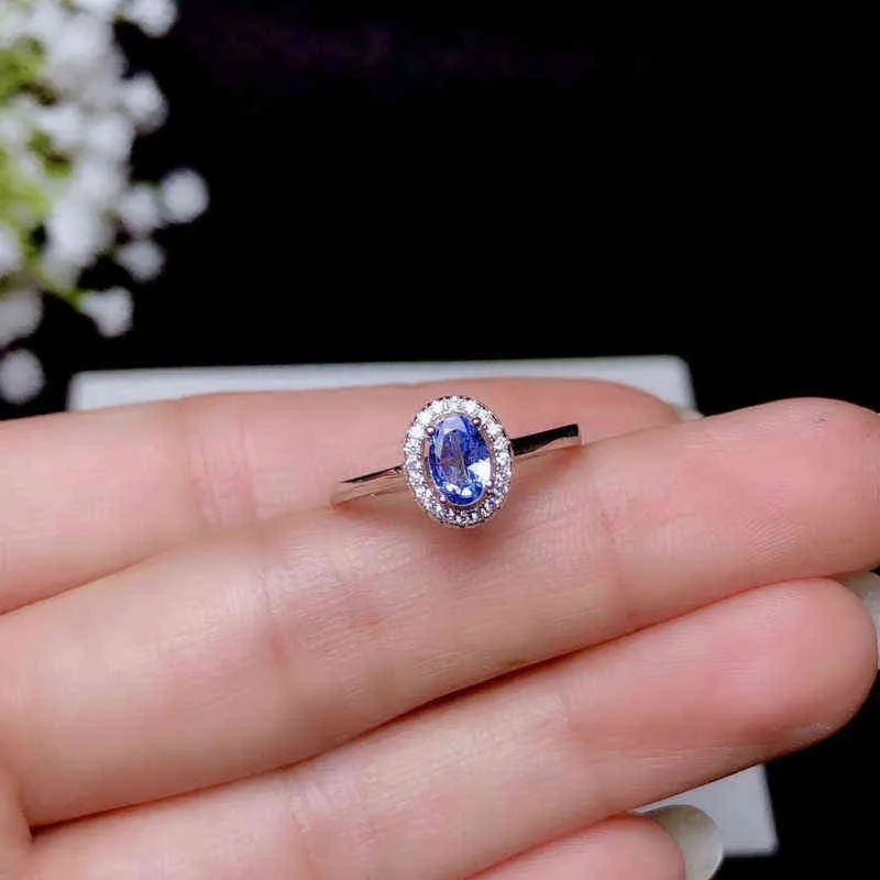 Oval Cut 6×4mm Tanzanite Gemstone Ring in Solid 925 Sterling Silver for ...