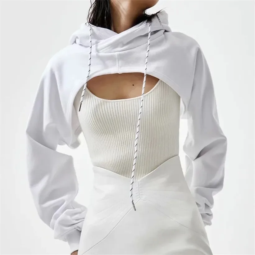 Open chest cropped hoodie on sale