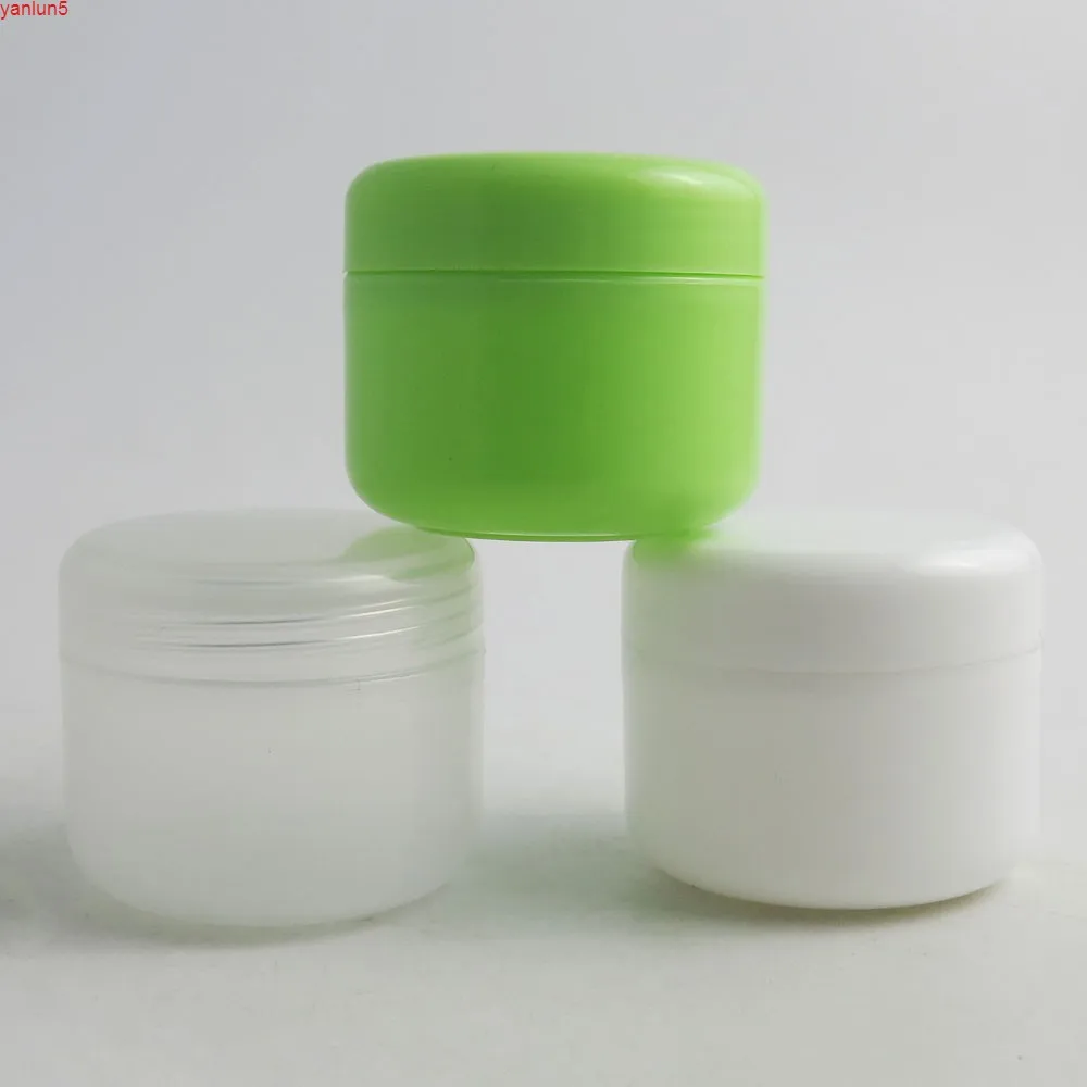 50 x 20G Nachfüllbare Flaschen Reisen Gesichtscreme Lotion Kosmetische Behälter Kunststoff leerer Make-up Jar Pot Green White Boxhigh Qualtity